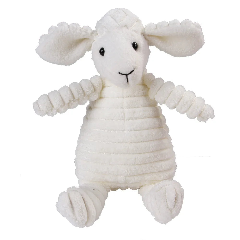 Corduroy Animal Molar Toy - Squeaky Monkey & Pig for Large Dogs