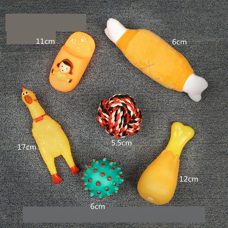 Complete Dog Toy Kit - Ball, Bone, Rope & Squeaky Plush Set