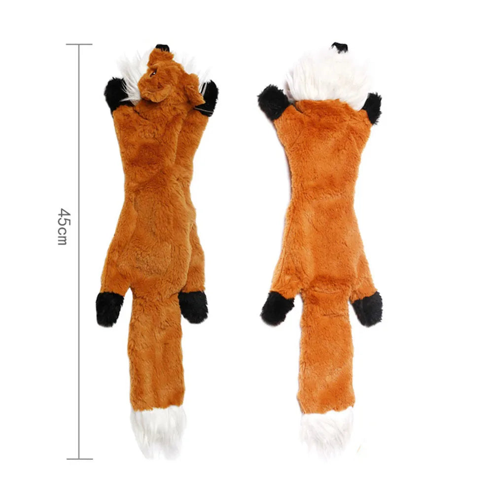 Stuffingless Animal Dog Toy - No-Mess Squeaky & Crinkle Fun