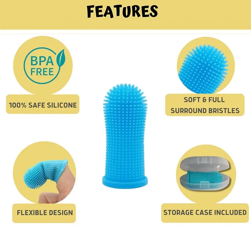 Super Soft Pet Finger Toothbrush - Nontoxic Silicone for Teeth & Breath Care
