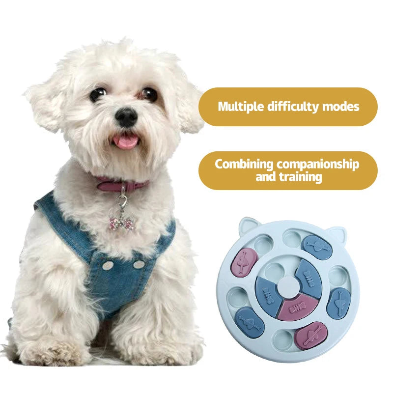 Interactive Slow Feeder Dog Bowl - Brain Training Puzzle Toy for Cats & Dogs