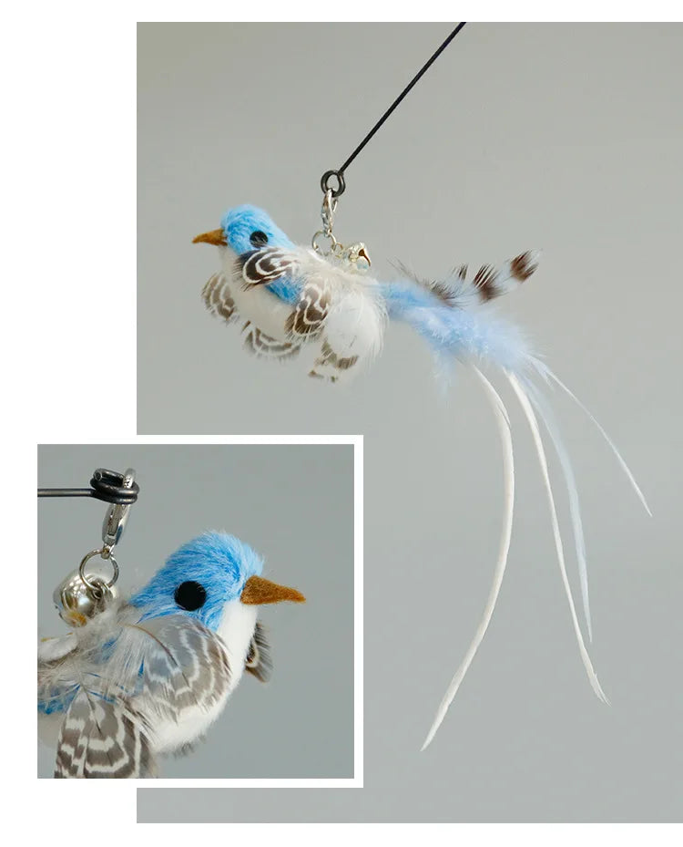 Hands-Free Cat Wand - Bird Feather Toy with Suction Cup & Bell