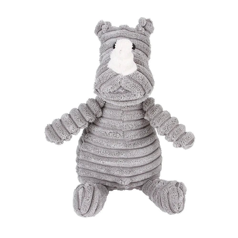 Corduroy Animal Molar Toy - Squeaky Monkey & Pig for Large Dogs