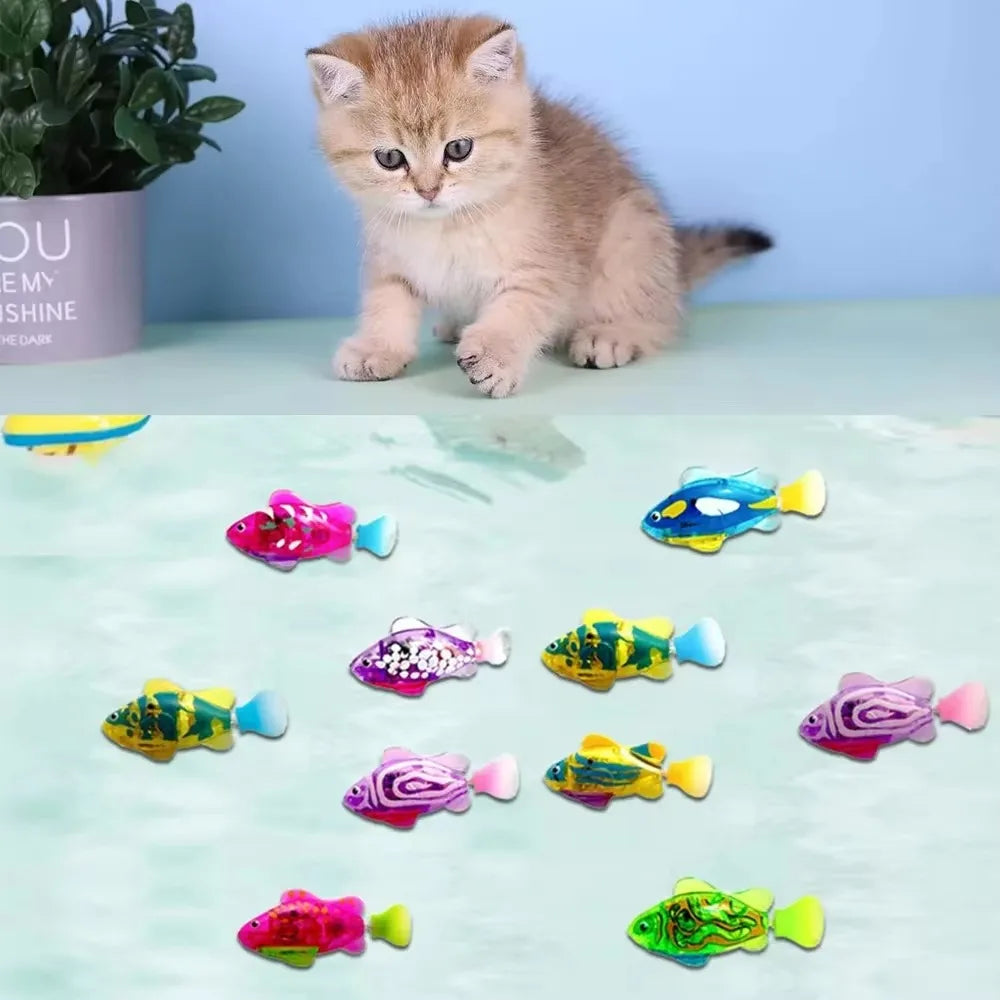 LED Swimming Robot Fish - Interactive Glowing Cat Toy