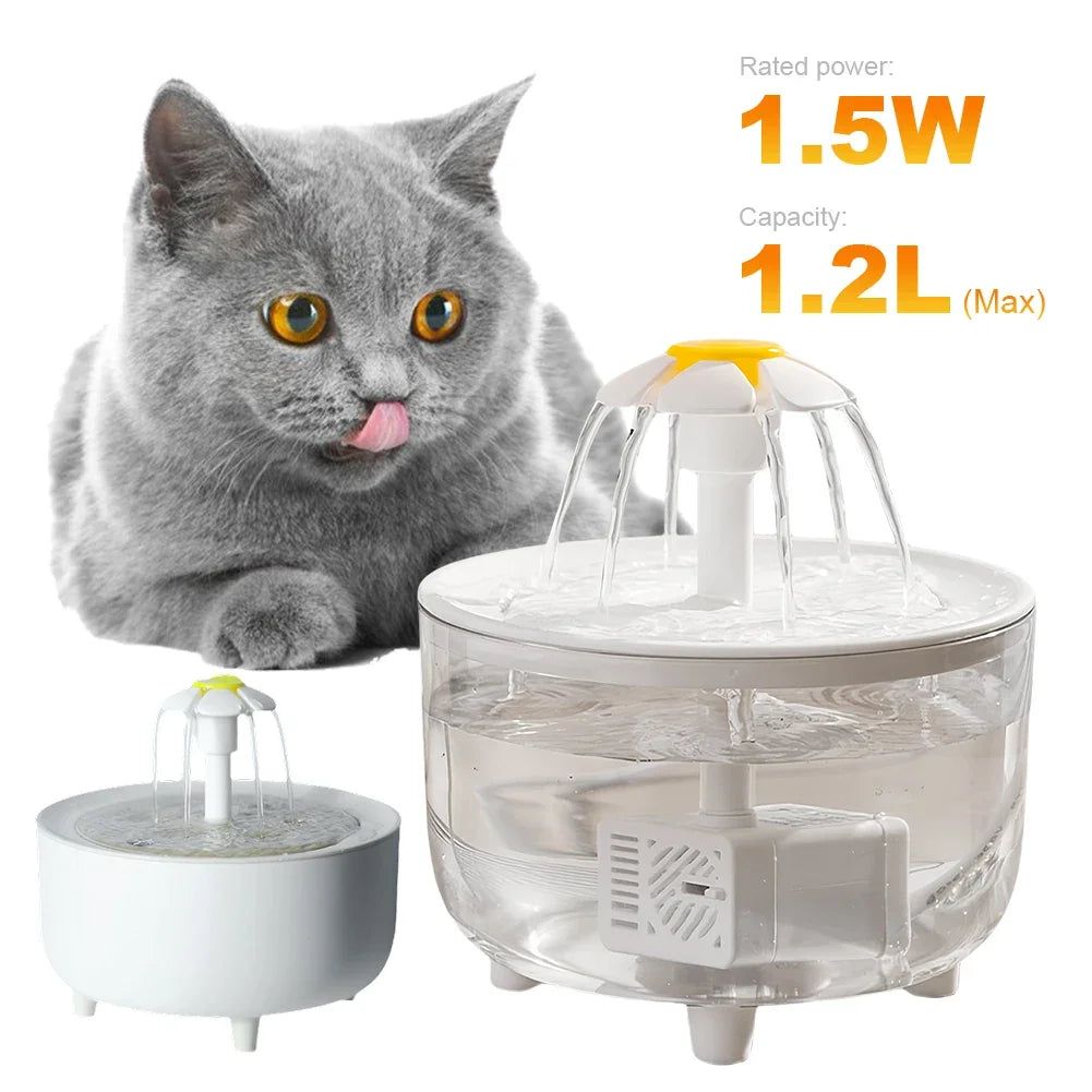 1200mL Pet Water Fountain - USB Electric Auto Filter Cat Drinker