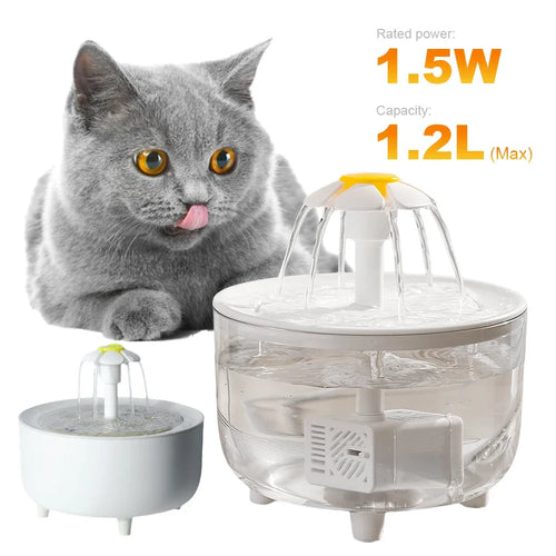 1200mL Pet Water Fountain - USB Electric Auto Filter Cat Drinker