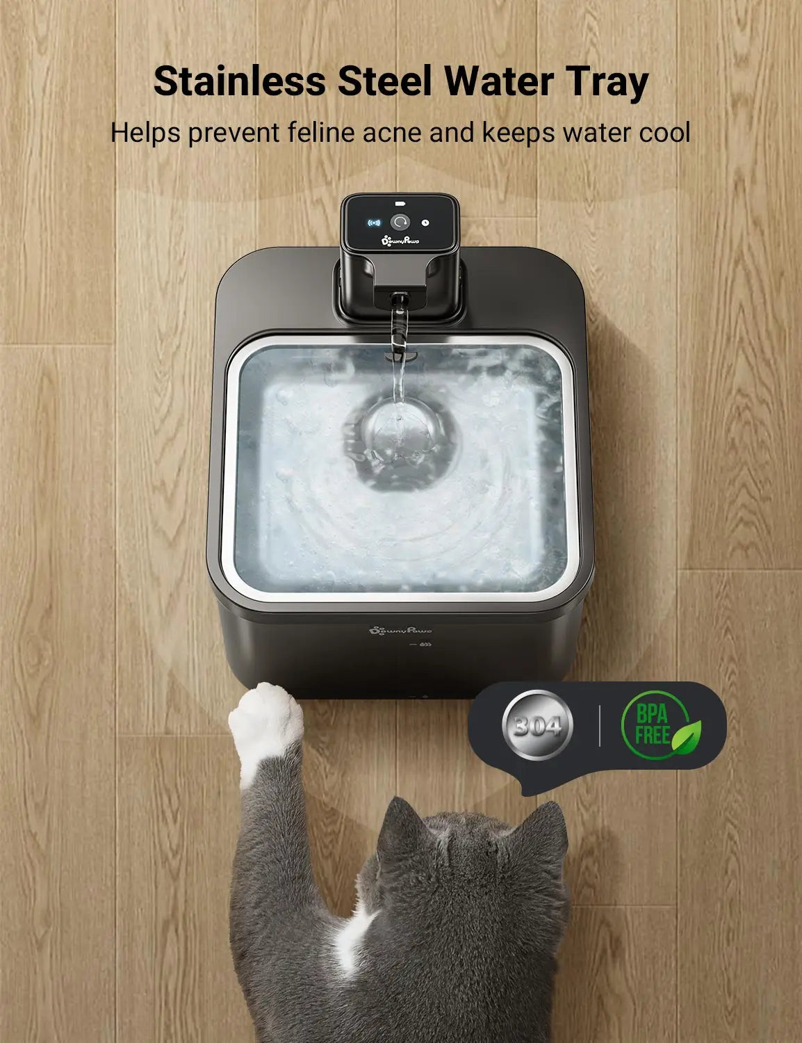 DownyPaws 2.5L Wireless Cat Water Fountain - 4000mAh Battery & Sensor