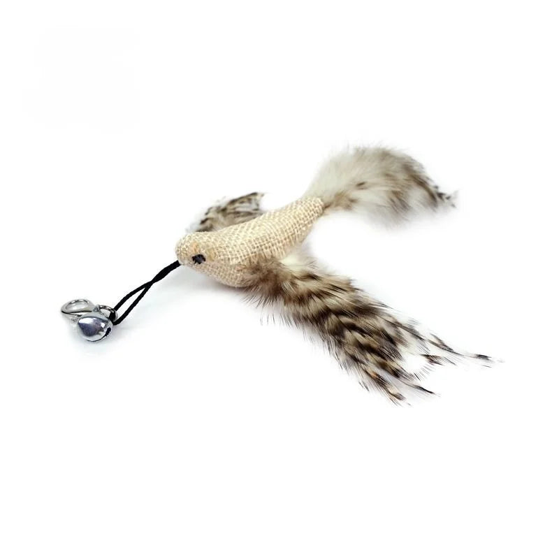 Hands-Free Cat Wand - Bird Feather Toy with Suction Cup & Bell