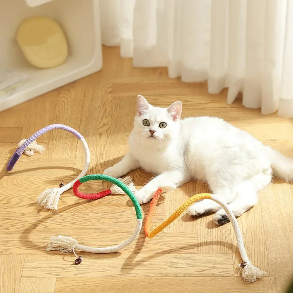 Interactive Cat Rope Toy - Silvervine Cotton Molar Teaser for Dental Care