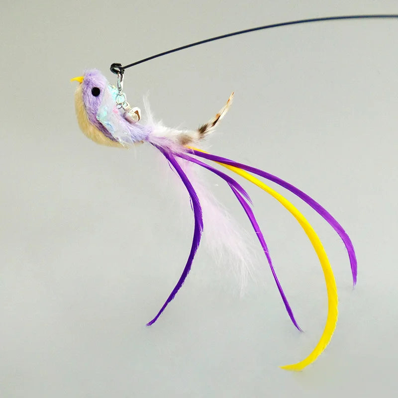 Hands-Free Cat Wand - Bird Feather Toy with Suction Cup & Bell