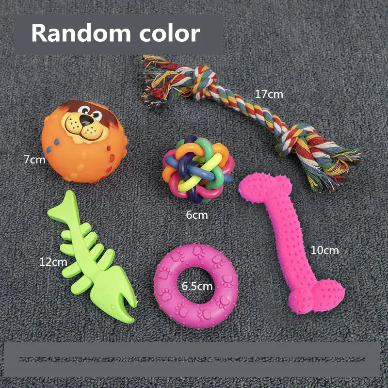 Complete Dog Toy Kit - Ball, Bone, Rope & Squeaky Plush Set