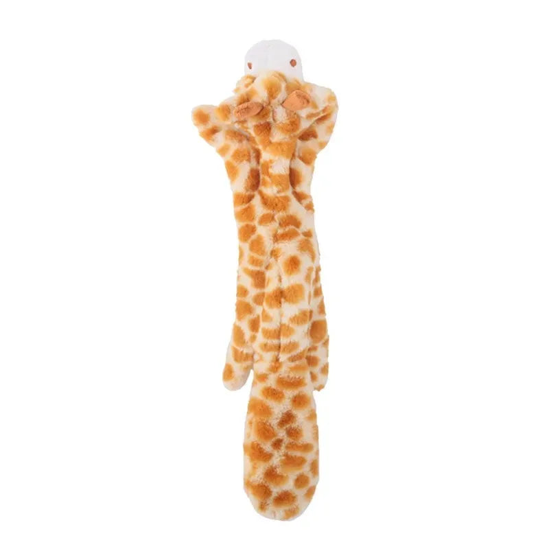 Stuffingless Animal Dog Toy - No-Mess Squeaky & Crinkle Fun