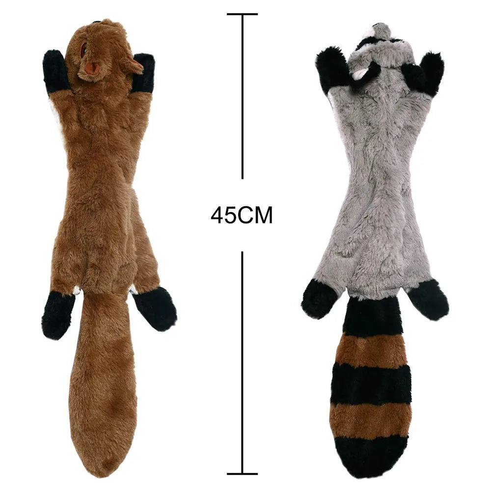 Stuffingless Animal Dog Toy - No-Mess Squeaky & Crinkle Fun