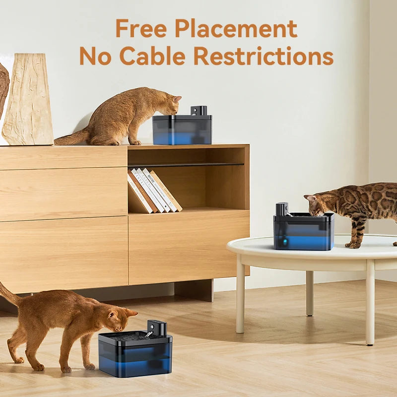 ROJECO Wireless Cat Water Fountain - 2600mAh Smart Infrared Sensor