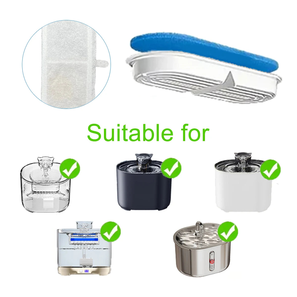 FW666 Cat Water Fountain Filters - Activated Carbon Replacement Set