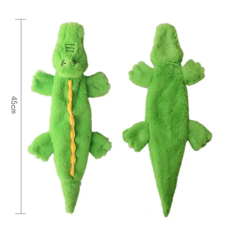 Stuffingless Animal Dog Toy - No-Mess Squeaky & Crinkle Fun