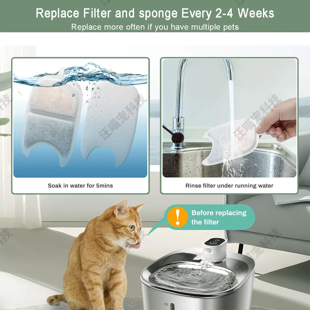 Pet Water Fountain Filters - 6/12/18/24 Pack Replacement Set