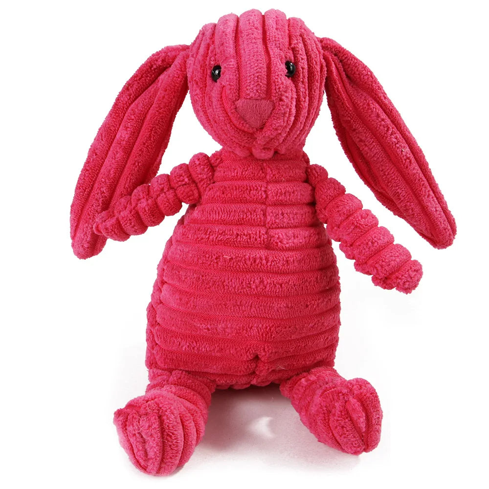 Corduroy Animal Molar Toy - Squeaky Monkey & Pig for Large Dogs