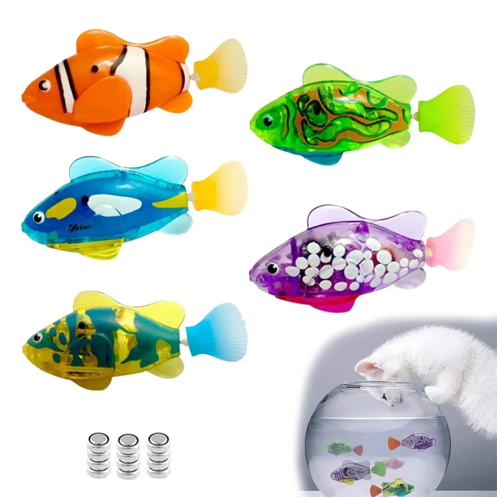 LED Swimming Robot Fish - Interactive Glowing Cat Toy