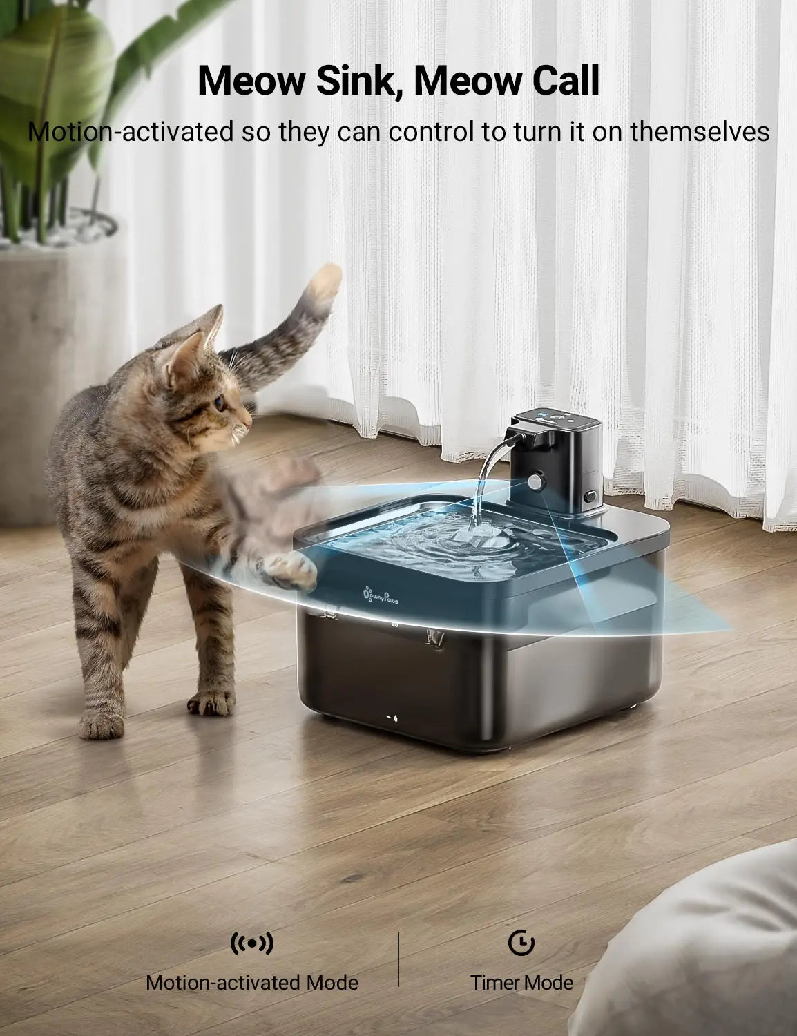 DownyPaws 2.5L Wireless Cat Water Fountain - 4000mAh Battery & Sensor