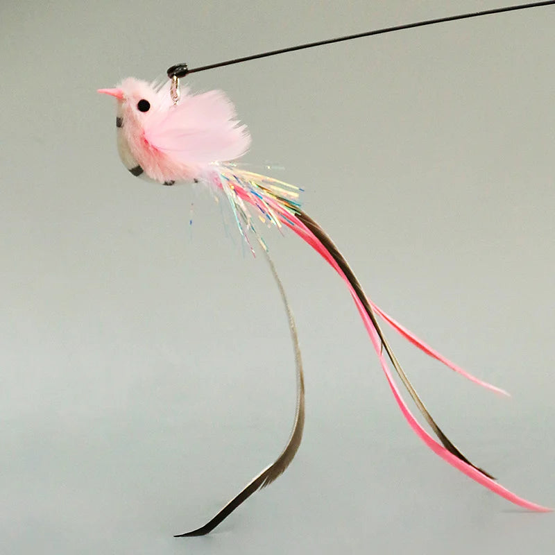 Hands-Free Cat Wand - Bird Feather Toy with Suction Cup & Bell
