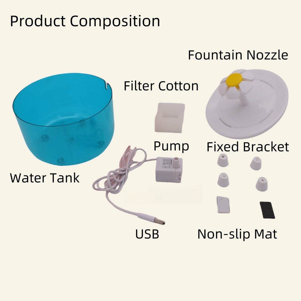 1200mL Pet Water Fountain - USB Electric Auto Filter Cat Drinker