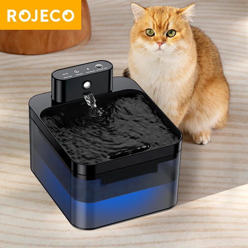 ROJECO Wireless Cat Water Fountain - 2600mAh Smart Infrared Sensor
