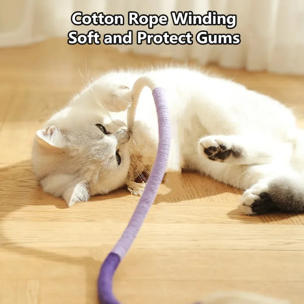 Interactive Cat Rope Toy - Silvervine Cotton Molar Teaser for Dental Care