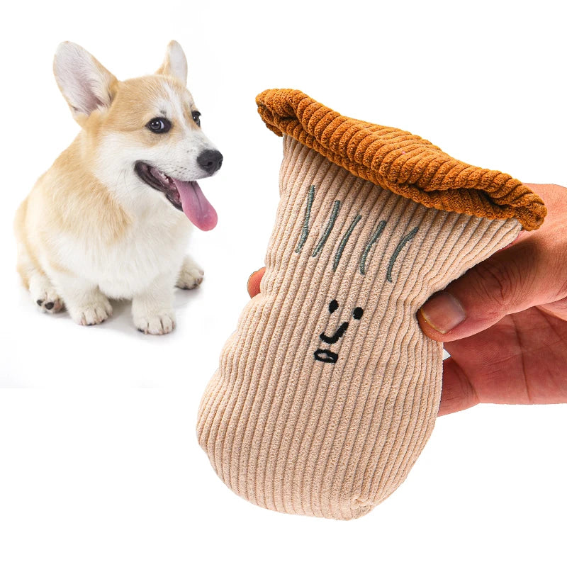 Plush Vegetable Dog Toys - Squeaky Onion, Mushroom & Garlic Set