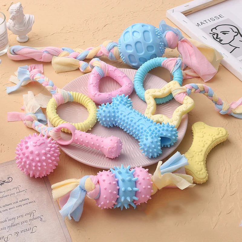 TPR Knot Dog Toys - Bite Resistant Dental Chew for Small Dogs