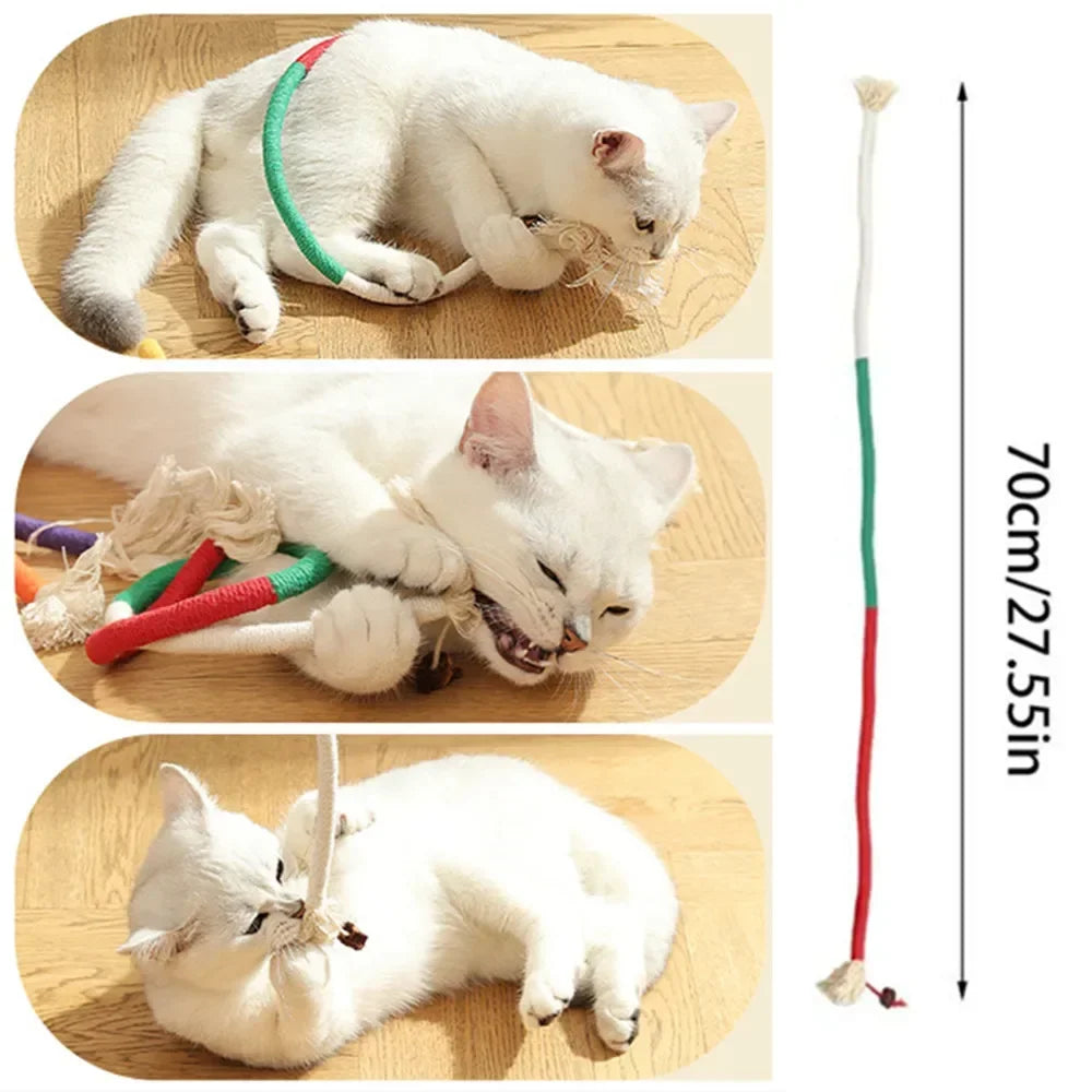 Interactive Cat Rope Toy - Silvervine Cotton Molar Teaser for Dental Care