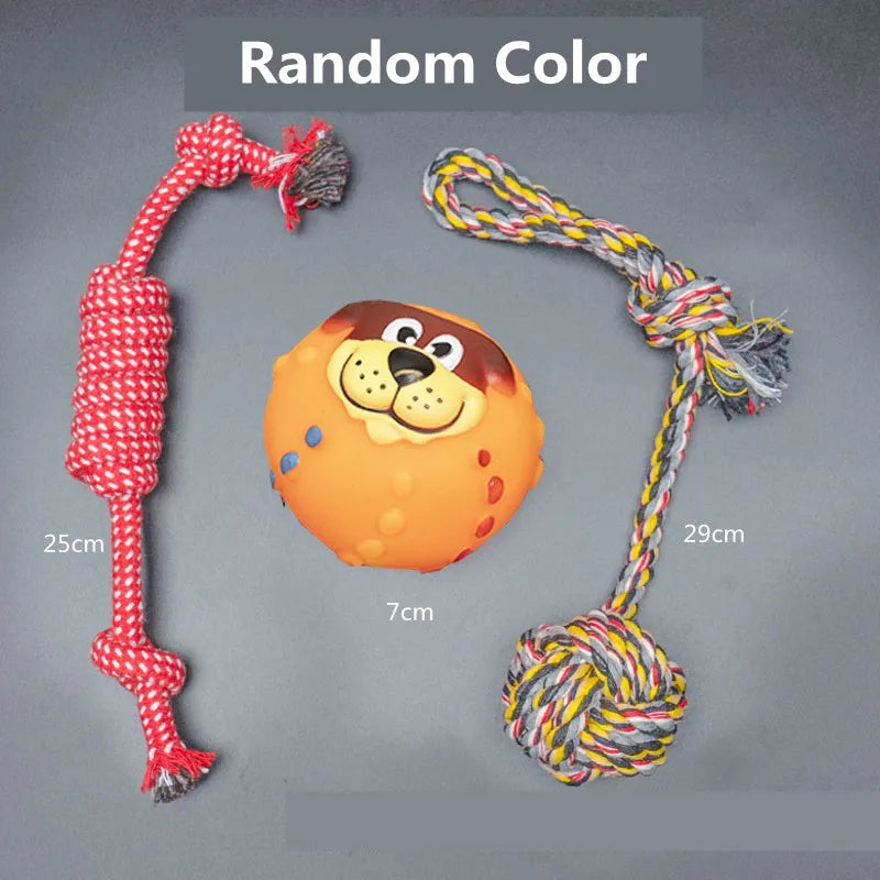 Complete Dog Toy Kit - Ball, Bone, Rope & Squeaky Plush Set