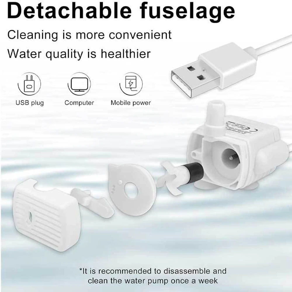 5V USB Water Pump - Cat Fountain Replacement Pump with Light