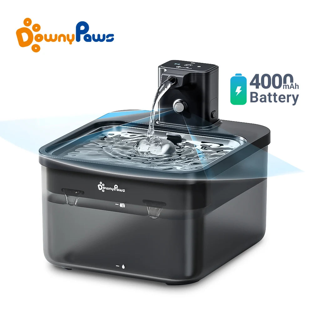 DownyPaws 2.5L Wireless Cat Water Fountain - 4000mAh Battery & Sensor