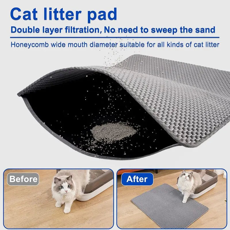 Waterproof Cat Litter Mat - Double Layer Litter Trapping Pad