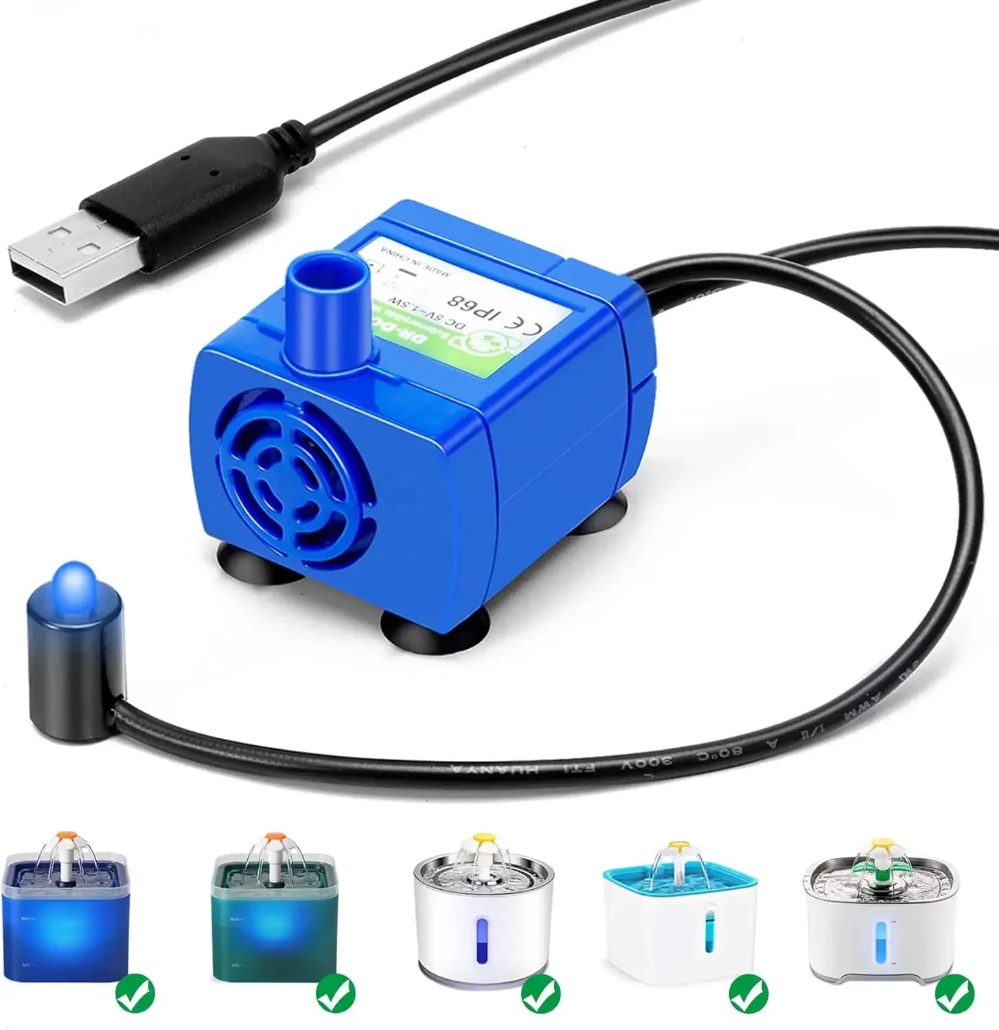 Water Pump LED Light Motor - Cat Fountain Replacement Part