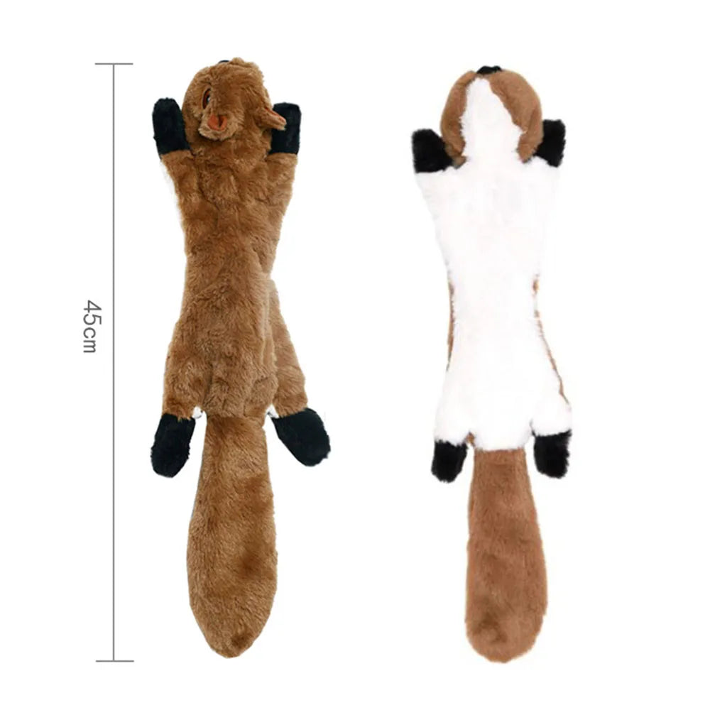 Stuffingless Animal Dog Toy - No-Mess Squeaky & Crinkle Fun