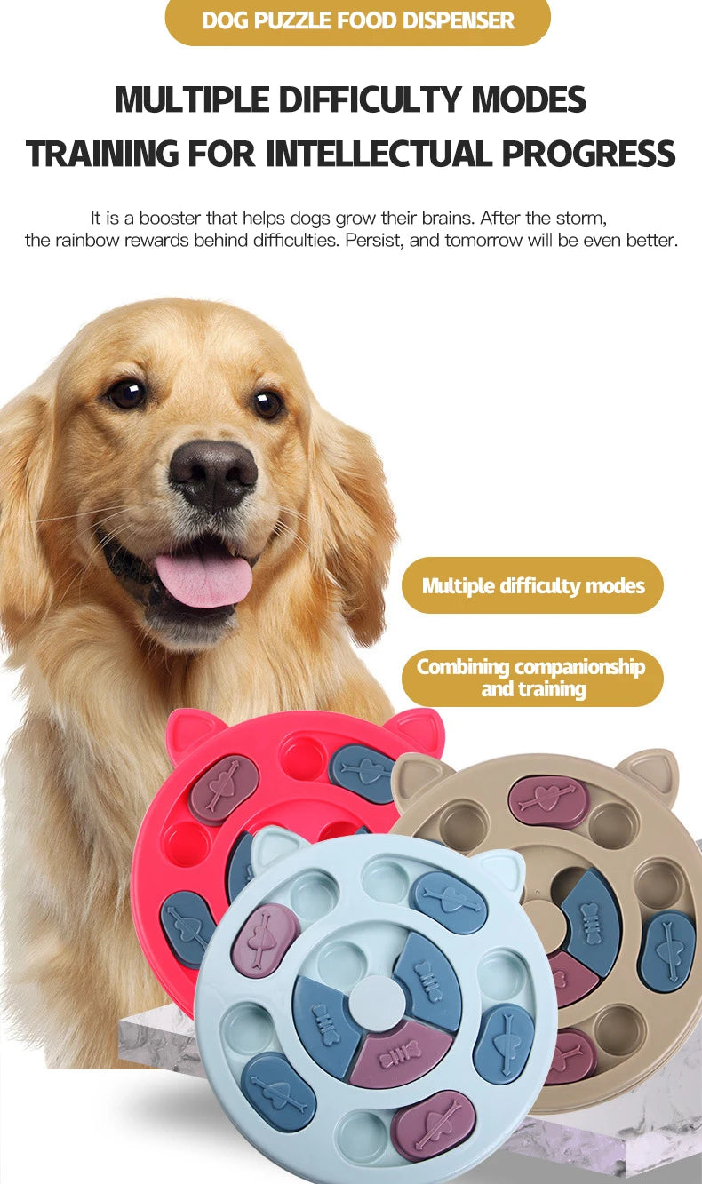 Interactive Slow Feeder Dog Bowl - Brain Training Puzzle Toy for Cats & Dogs