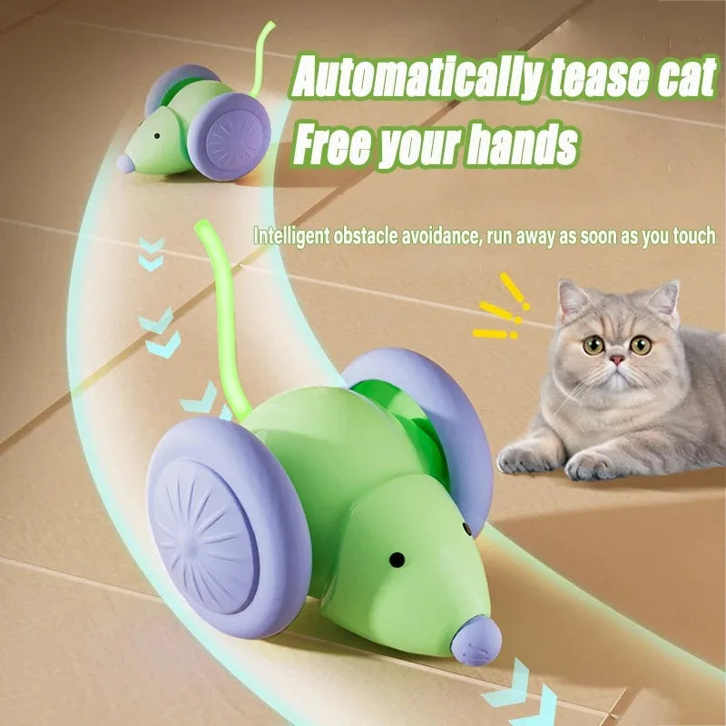 Electric Mouse Car - Smart Interactive Cat Toy with Obstacle Avoidance