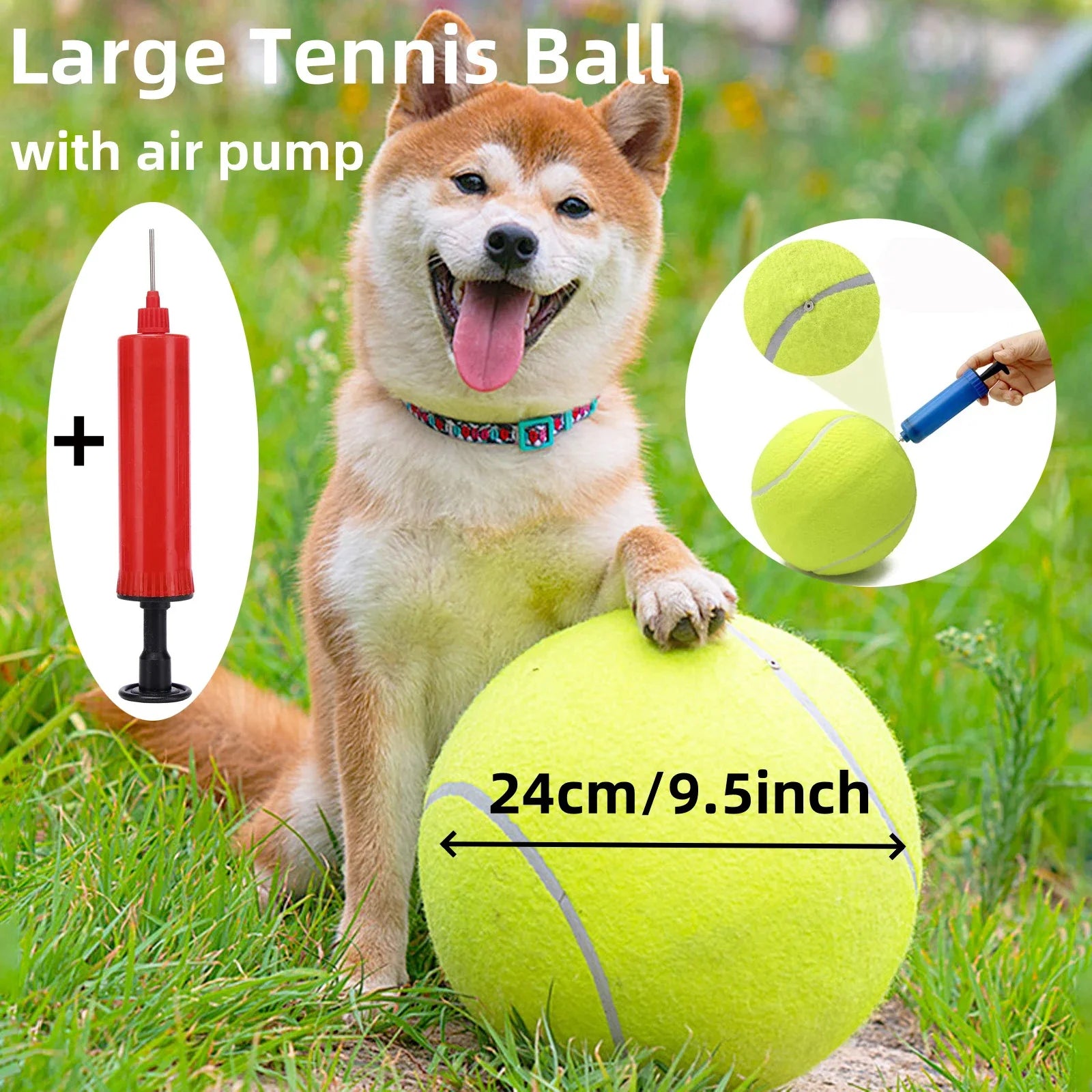 Giant Inflatable Tennis Ball - 7/9.5 Inch with Air Pump