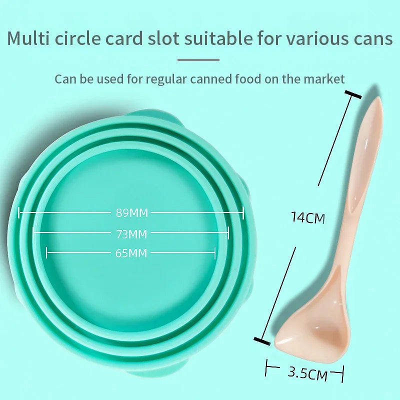 Portable Silicone Pet Food Lid - 2-in-1 Sealer Spoon for Fresh Storage