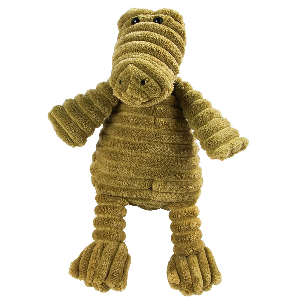 Corduroy Animal Molar Toy - Squeaky Monkey & Pig for Large Dogs