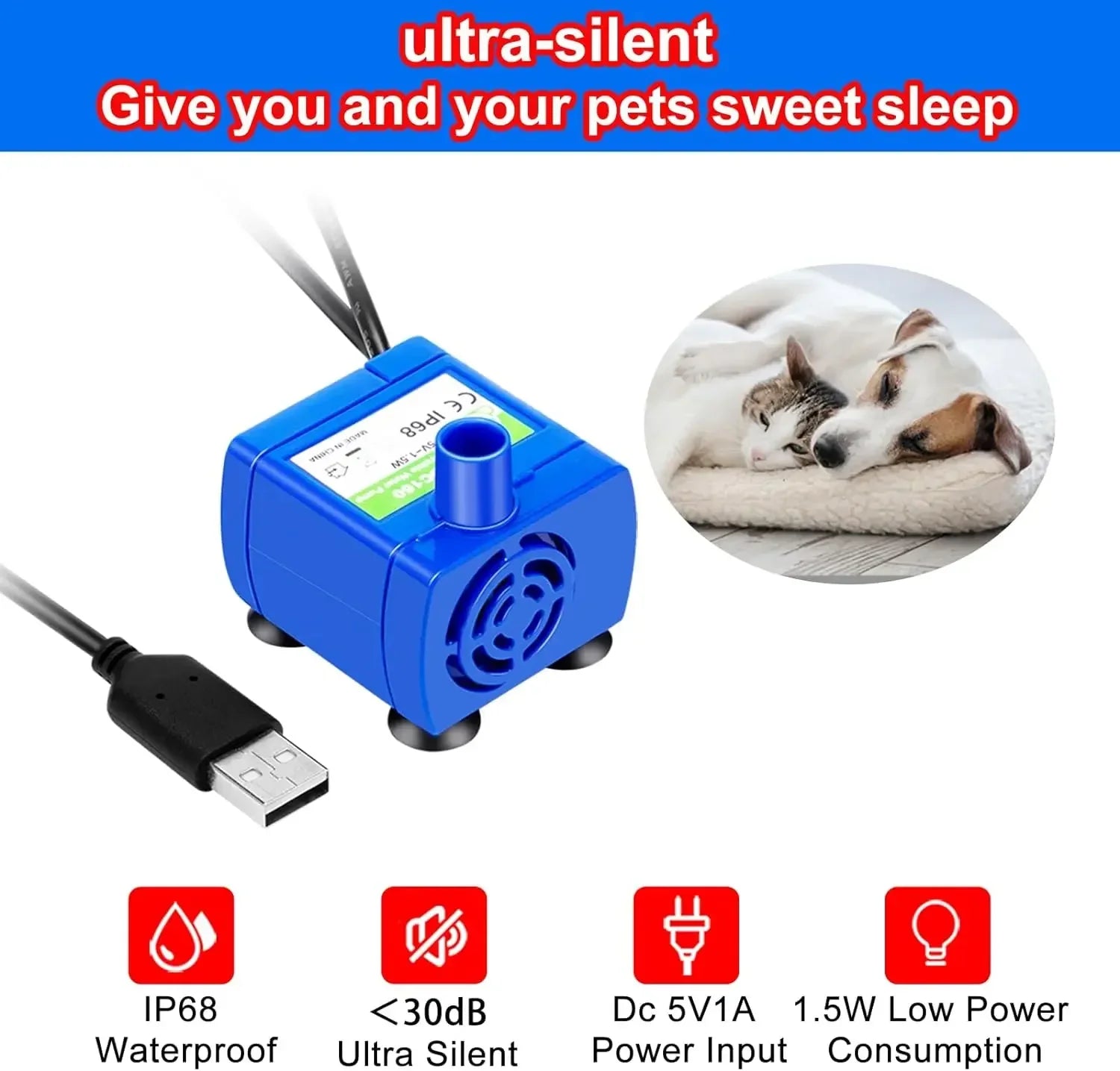 Water Pump LED Light Motor - Cat Fountain Replacement Part