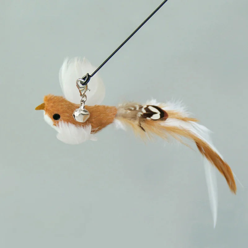 Hands-Free Cat Wand - Bird Feather Toy with Suction Cup & Bell