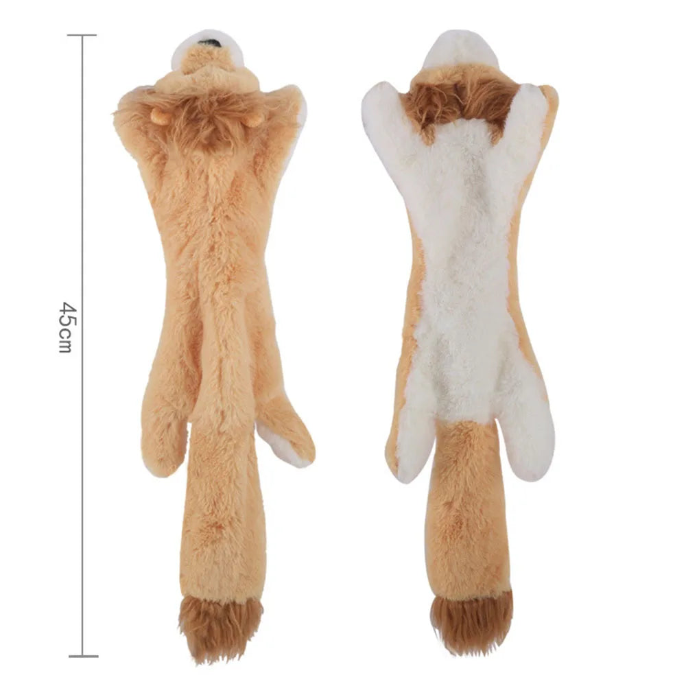 Stuffingless Animal Dog Toy - No-Mess Squeaky & Crinkle Fun