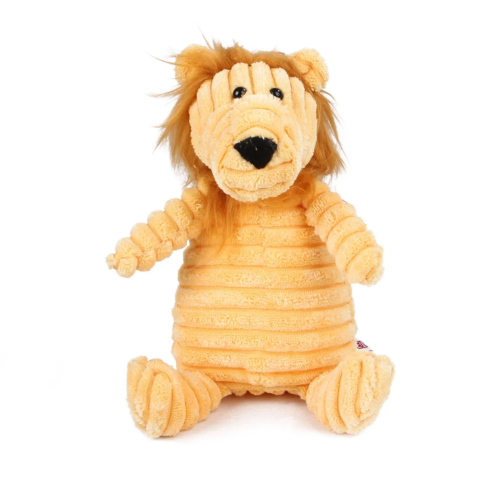 Corduroy Animal Molar Toy - Squeaky Monkey & Pig for Large Dogs