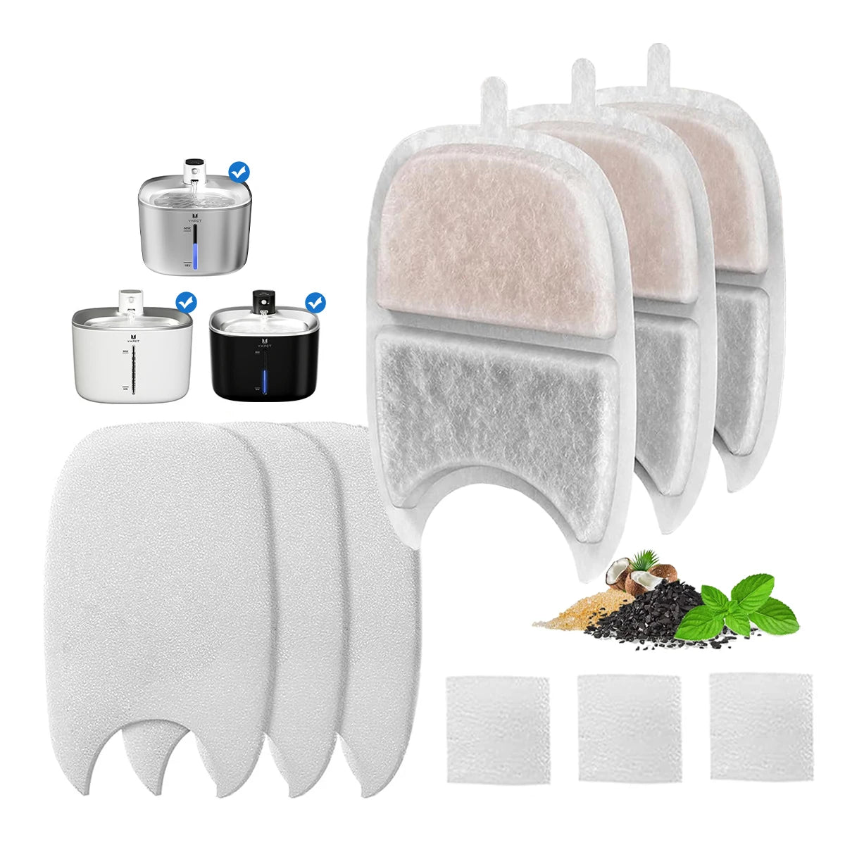 Pet Water Fountain Filters - 6/12/18/24 Pack Replacement Set