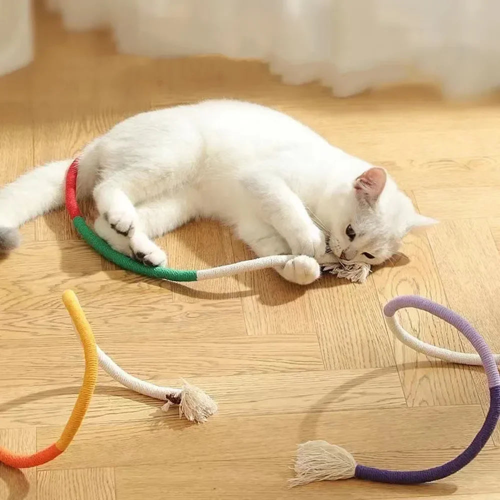 Interactive Cat Rope Toy - Silvervine Cotton Molar Teaser for Dental Care