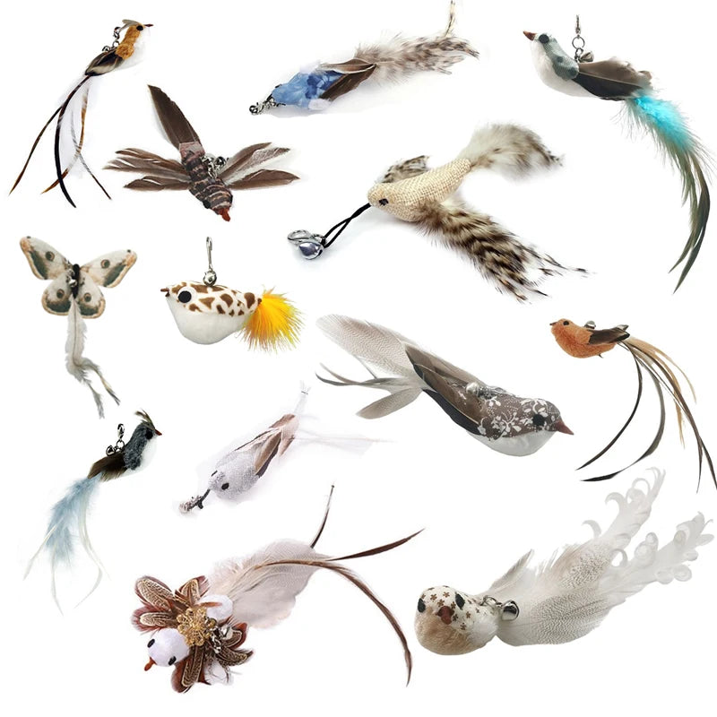 Hands-Free Cat Wand - Bird Feather Toy with Suction Cup & Bell