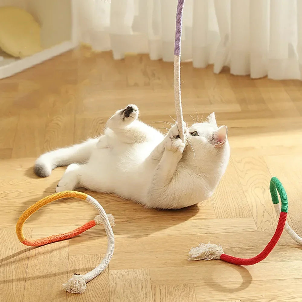 Interactive Cat Rope Toy - Silvervine Cotton Molar Teaser for Dental Care